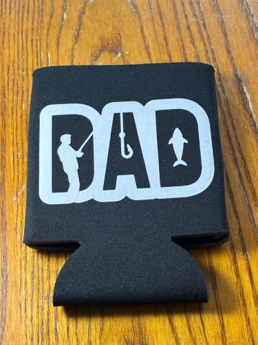Dad fish koozie black