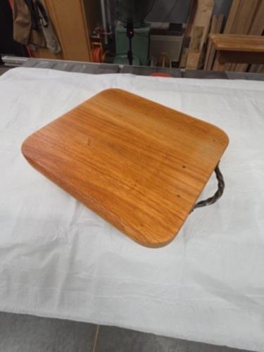 Vintage Wooden Charcuterie Board with Metal Handle