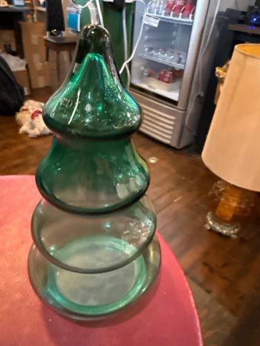 Vintage Libbey Green Glass Christmas Tree Décor