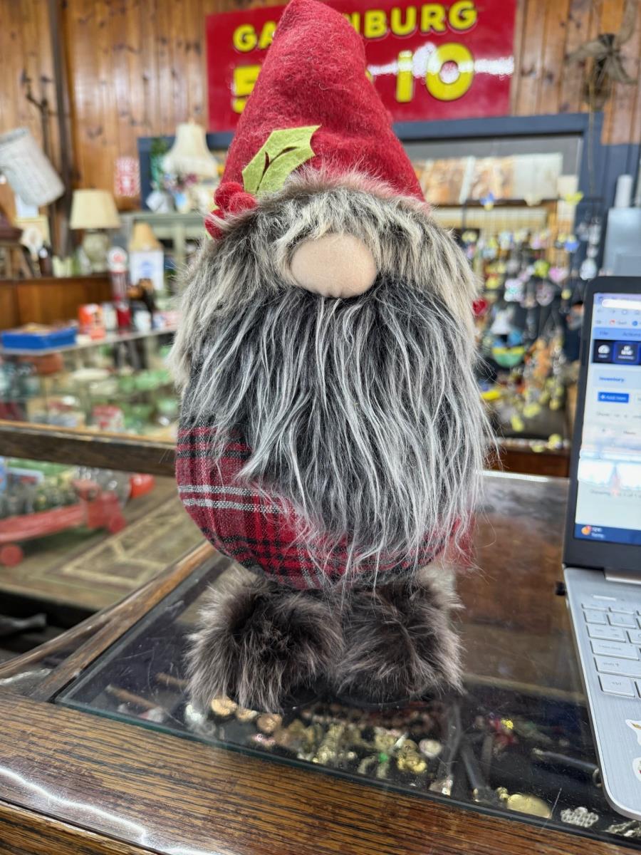  Holiday Gnome Figurine with Holly-Adorned Red Hat