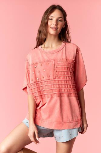 Top - America Flag Mineral Wash Tee IKT20100-01