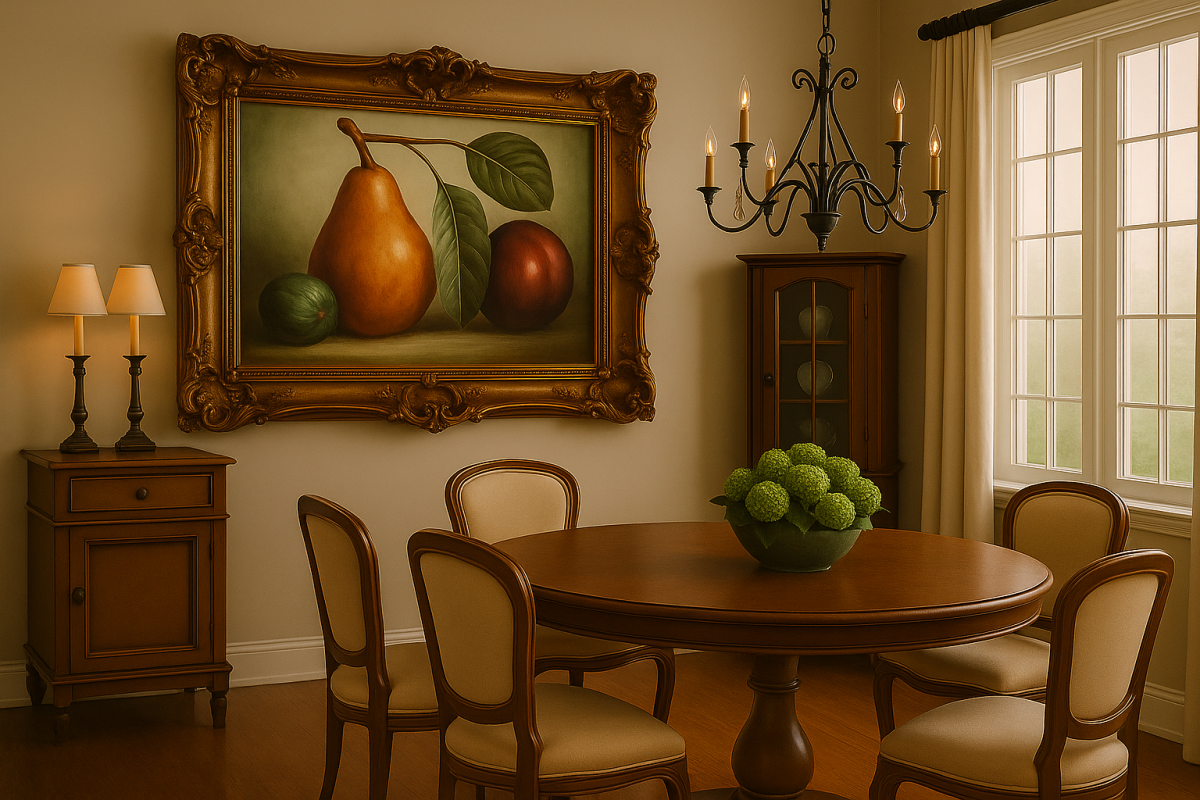 Luxurious Gold Leaf Fruit Still Life Painting