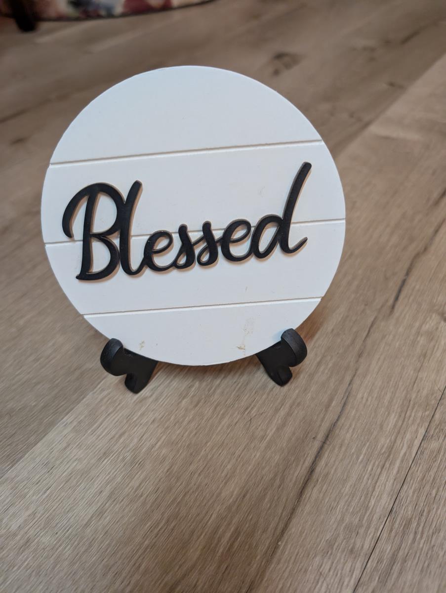 "Blessed" Round Wooden Sign